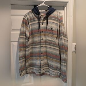 Men's Billabong Striped Hoodie Flannel L